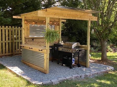 outdoor cooking station with roof
